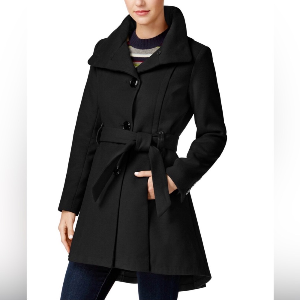 Steve Madden Black Trench Coat with Belt